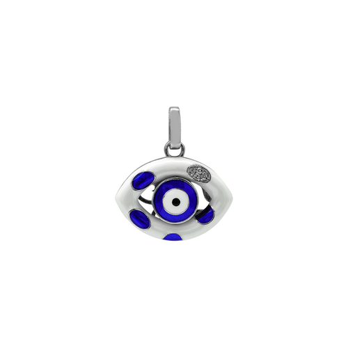 ITI NYC Evil Eye Pendant with Dark Blue and White Enamel in Sterling Silver