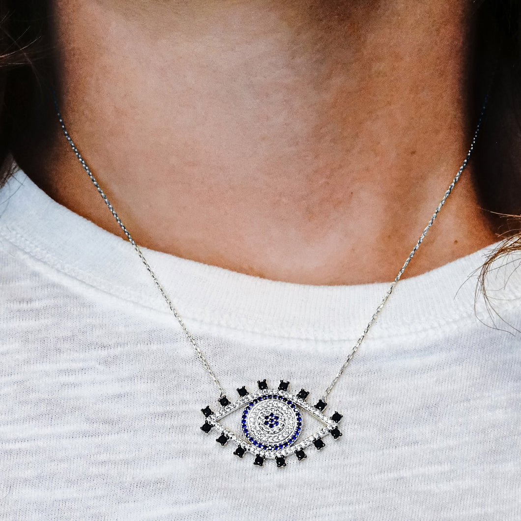 ITI NYC Evil Eye Necklace in Sterling Silver