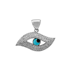 ITI NYC Evil Eye Pendant with Blue Enamel in Sterling Silver