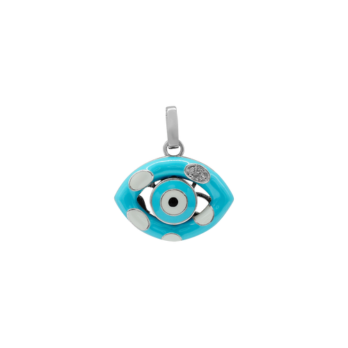 ITI NYC Evil Eye Pendant with Blue and White Enamel in Sterling Silver