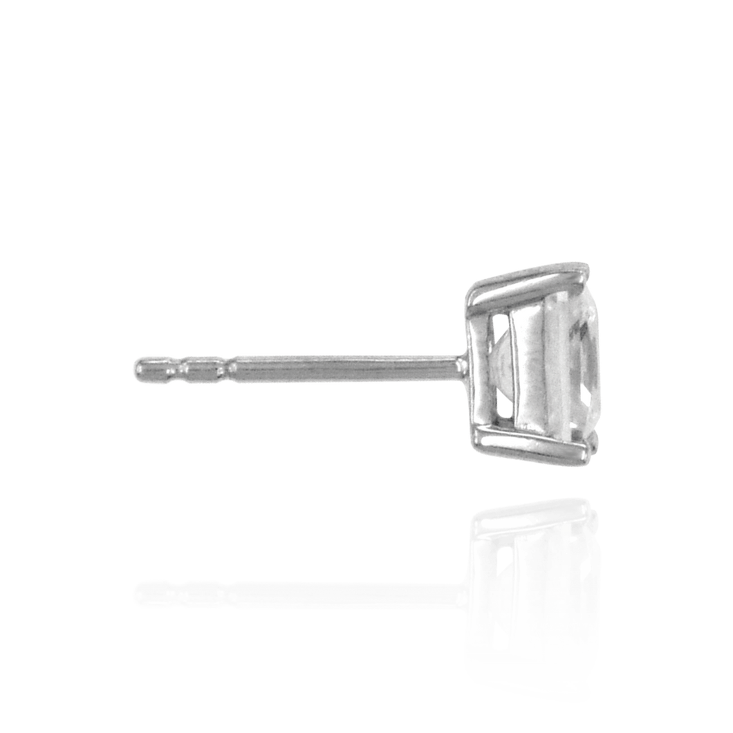 Sterling Silver ITI NYC Square Four Prong Earrings with Flat Side Wire and CZ