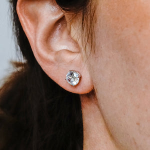Round Four Prong Basket Earrings with CZ