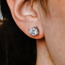 Load image into Gallery viewer, Round Four Prong Basket Earrings with CZ

