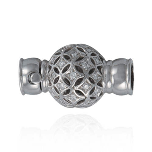 ITI NYC Bead Pearl Clasps with Filigree Diamond Ball (11.5 mm)