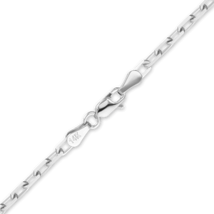 Essex St. Elongated Cable Anklet in 14K White Gold
