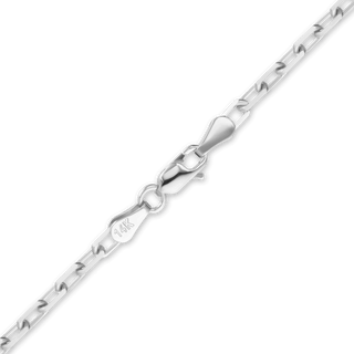 Essex St. Elongated Cable Anklet in 14K White Gold