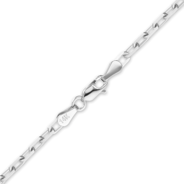 Essex St. Elongated Cable Anklet in 14K White Gold