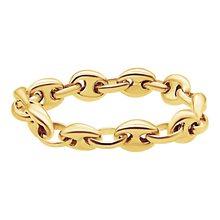 Load image into Gallery viewer, Greenwich Village Puffed Mariner Link Hollow Chain Ring in 14K Yellow Gold
