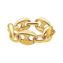 Load image into Gallery viewer, Greenwich Village Puffed Mariner Link Hollow Chain Ring in 14K Yellow Gold
