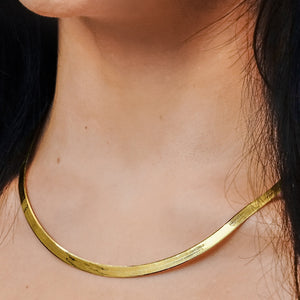 Hudson Herringbone Necklace in 14K Yellow Gold