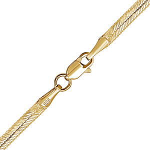Finished Flexible Herringbone Bracelet in Sterling Silver 18K Yellow Gold Finish (2.70 mm - 4.50 mm)