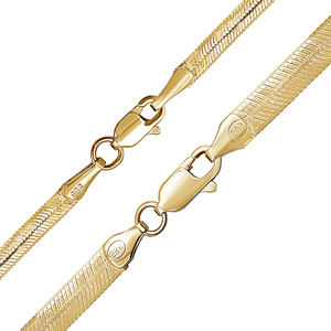Flexible Hudson Herringbone Chain Necklace in Sterling Silver 18K Yellow Gold Finish