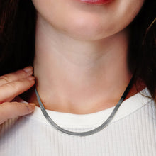 Load image into Gallery viewer, Flexible Hudson Herringbone Chain Necklace in Sterling Silver
