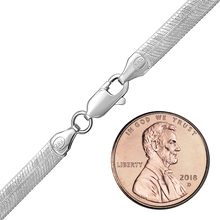 Load image into Gallery viewer, Flexible Hudson Herringbone Chain Anklet in Sterling Silver
