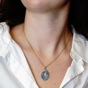 ITI NYC Hamsa Pendant with Blue Enamel in Sterling Silver