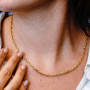 Houston St. Hollow Cable Chain Necklace in 14K Yellow Gold