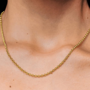 Herald Sq. Hollow Rolo Chain Necklace in 14K Yellow Gold