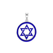 Load image into Gallery viewer, ITI NYC Star of David Pendant Medallion with Blue Enamel in Sterling Silver
