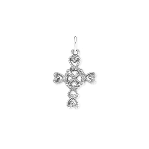 ITI NYC Filigree Heart Motif Cross Pendant in Sterling Silver