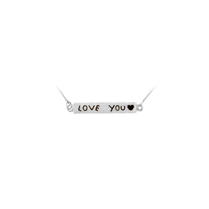 Love You Bar Necklace in Sterling Silver (4 x 31mm)