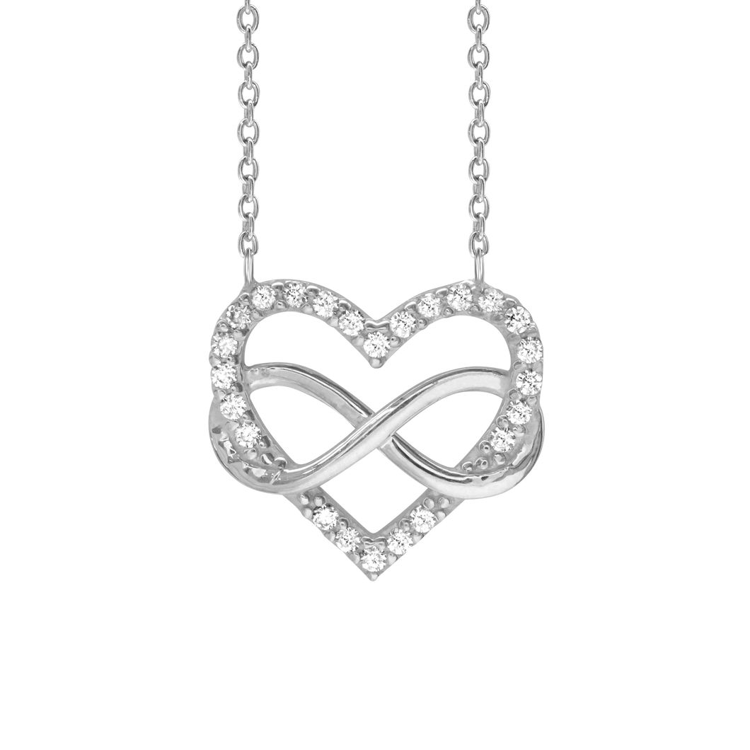 Intertwined Heart and Infinity Necklace in Sterling Silver (15 x 16mm)
