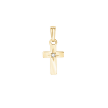 Load image into Gallery viewer, 14K Gold Small Cross with Diamond (15 x 7 mm)
