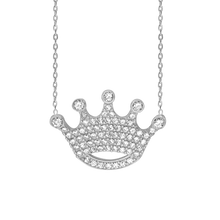 Load image into Gallery viewer, Crown Necklace in Sterling Silver (17 x 25mm)
