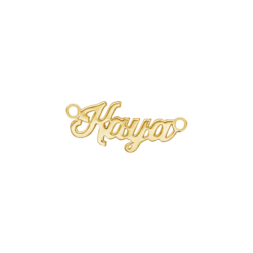 Classic Script Laser Cut Out in 14K Yellow Gold