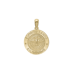 14K Gold Round Espíritu Santo Medallion (5/8 inch - 1 inch)