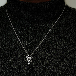 Scorpio Necklace with Cubic Zirconia in Sterling Silver (18 x 15mm)