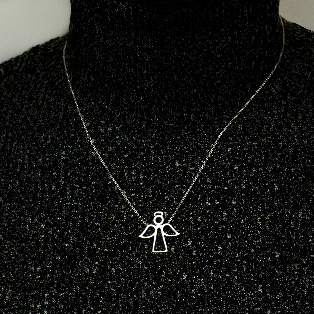 Angel Outline Necklace in Sterling Silver (22 x 22mm)