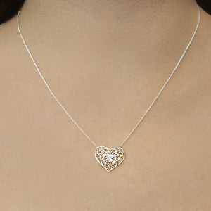 Filigree Heart Necklace in Sterling Silver (19 x 20mm)