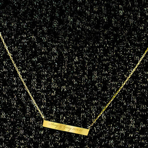 Bar Necklace with Engraving in Sterling Silver 18K Yellow Gold Finish (18" Chain)