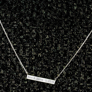 Bar Necklace with Engraving in Sterling Silver (18" Chain)
