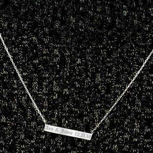Bar Necklace with Engraving in 14K White Gold (18" Chain)