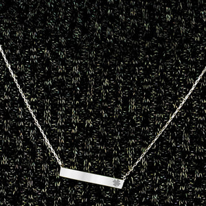 Bar Necklace with Engraving in 14K White Gold (18" Chain)