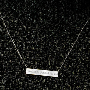 Bar Necklace with Engraving in Sterling Silver (18" Chain)