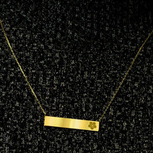 Load image into Gallery viewer, Bar Necklace with Engraving in Sterling Silver 18K Yellow Gold Finish (18&quot; Chain)
