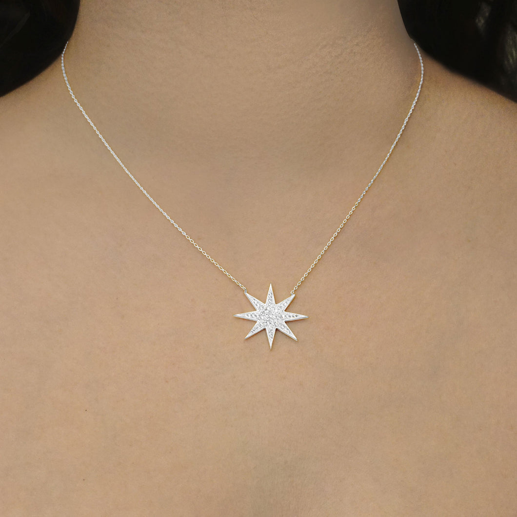 8 Point Star Necklace in Sterling Silver (25 x 25mm)