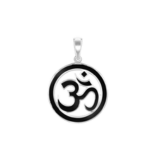 Load image into Gallery viewer, ITI NYC Hindu Om Pendant with Black Enamel in Sterling Silver
