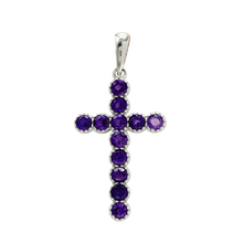 Load image into Gallery viewer, ITI NYC Bezel Set Cross Pendant with Amethyst Stones in 14K Gold
