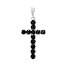 Load image into Gallery viewer, ITI NYC Bezel Set Cross Pendant with Smokey Topaz Stones in 14K Gold
