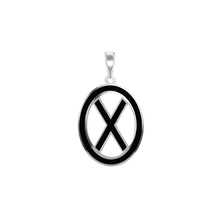 Load image into Gallery viewer, ITI NYC Saltire Cross Pendant Medallion with Black Enamel in Sterling Silver
