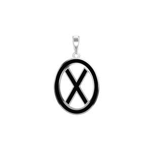 ITI NYC Saltire Cross Pendant Medallion with Black Enamel in Sterling Silver