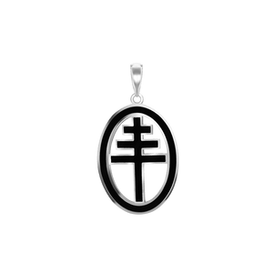 ITI NYC Papal Cross Pendant Medallion with Black Enamel in Sterling Silver