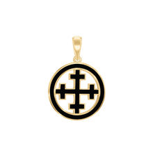 Load image into Gallery viewer, ITI NYC Crosslet Cross Pendant Medallion with Black Enamel in Sterling Silver
