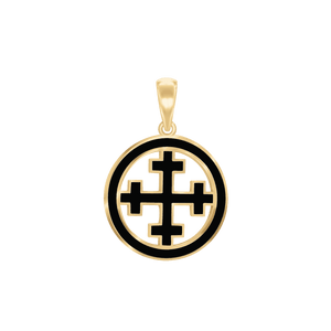 ITI NYC Crosslet Cross Pendant Medallion with Black Enamel in Sterling Silver