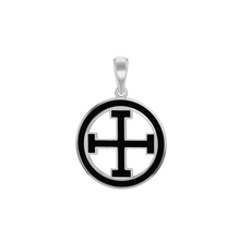 Load image into Gallery viewer, ITI NYC Potent Cross Pendant Medallion with Black Enamel in Sterling Silver
