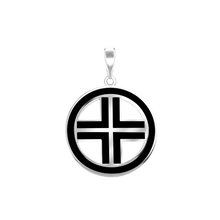 Load image into Gallery viewer, ITI NYC Voided Cross Pendant Medallion with Black Enamel in Sterling Silver
