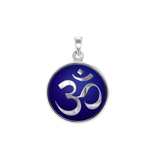 Load image into Gallery viewer, ITI NYC Hindu Om Pendant with Dark Blue Enamel in Sterling Silver
